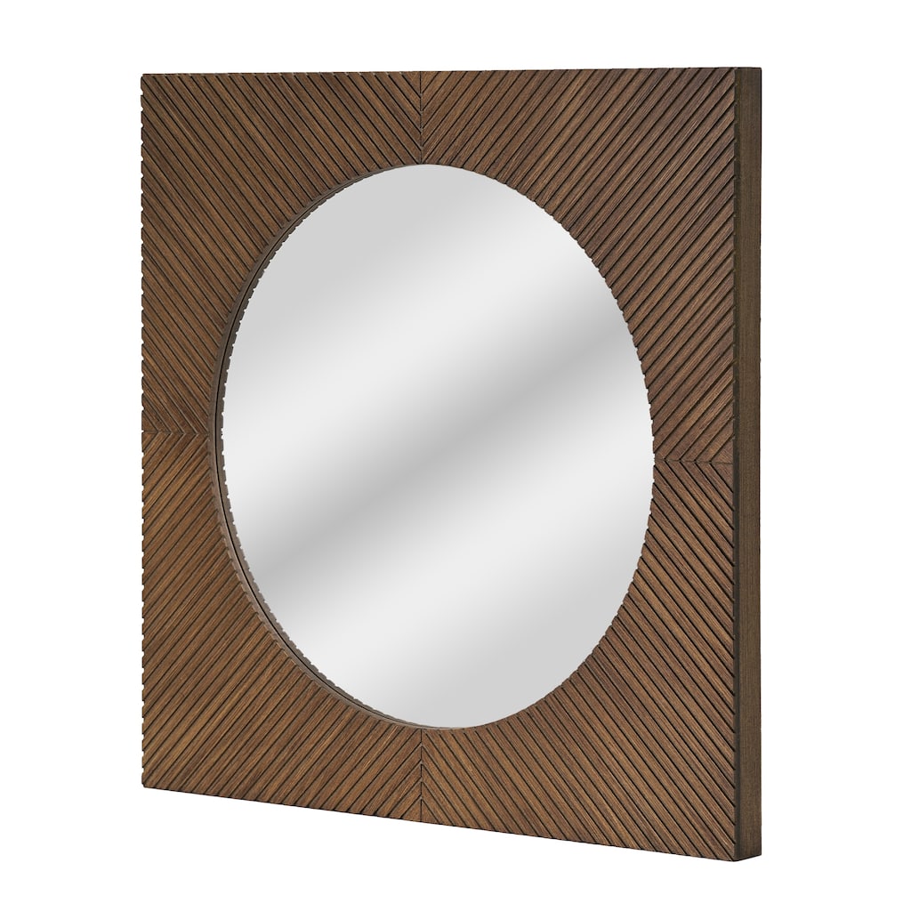 American Art Decor Carved Recollections Box Top Carved Mirror in Brown - 24" x 24"