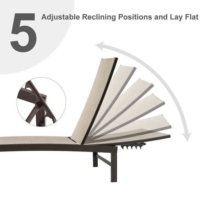 VredHom Outdoor Patio Adjustable Aluminum Chaise Lounges (Set of 4) - 76.38" L x 23.62" W x 13" H