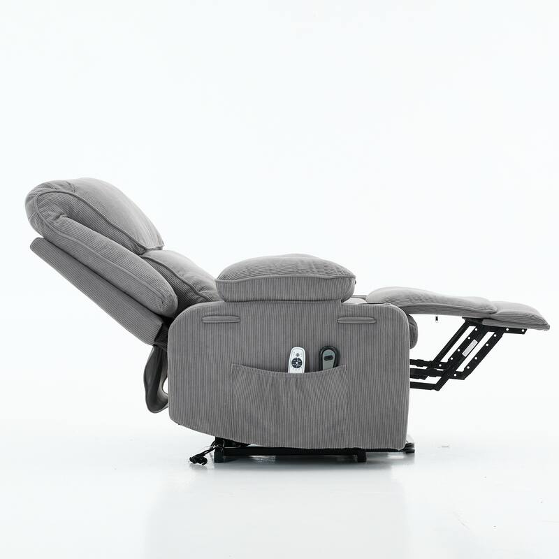 Power Lift Recliner Chair - Remote Control with Heat & Massage, PU Leather, Side Pockets - Senior Mobility Assist Chair