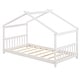 preview thumbnail 8 of 11, Twin House Bed Frame for Kids with Roof Design and Wood Slat Support