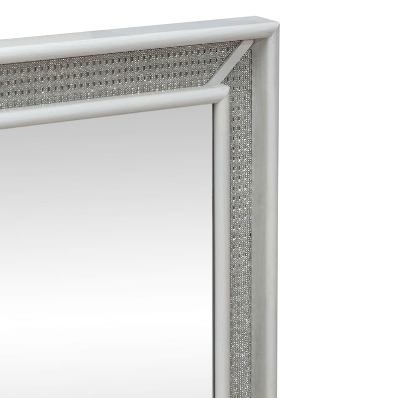 Reflections Pearl White Rhinestone Bedroom Mirror with Touch LED Lighting