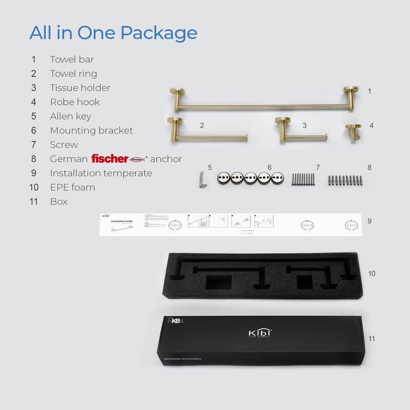 Circular 4-Piece Bathroom Hardware Set
