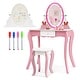 preview thumbnail 1 of 12, Pink Kids Vanity Table and Stool Set with 360 Rotating Mirror and Whiteboard Perfect for Gift - 27"L x 16.5"W x 39.5"H Kids