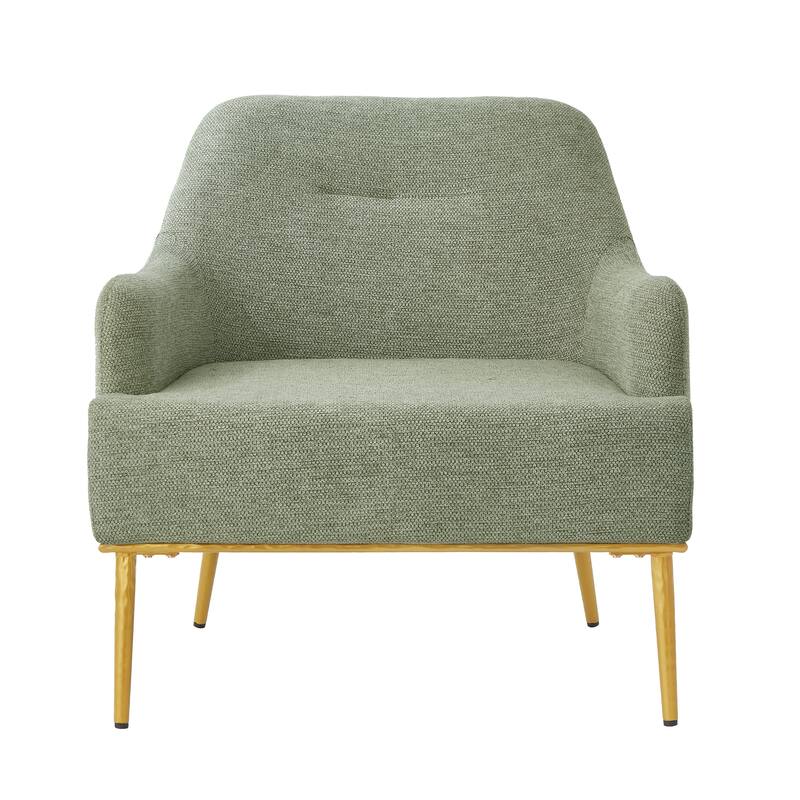 Modern Accent Chair Upholstered Armchair Single Sofa Chair with Curved Backrest and Gold Metal Legs for Living Room