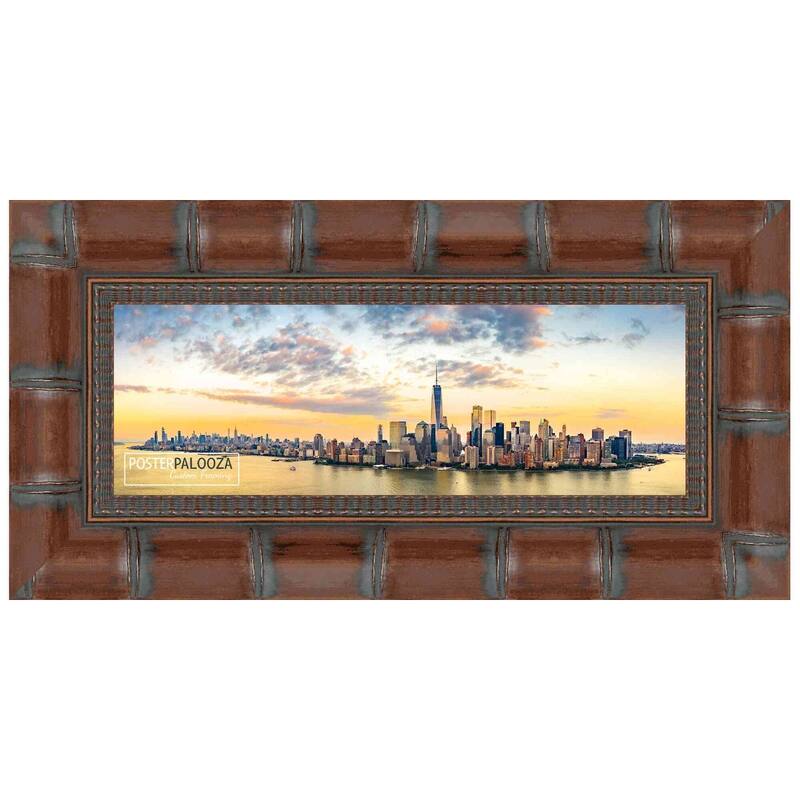 10x30 Brown Wide Bamboo Picture Frame - UV Acrylic, Foam Board Backing, Hanging Hardware