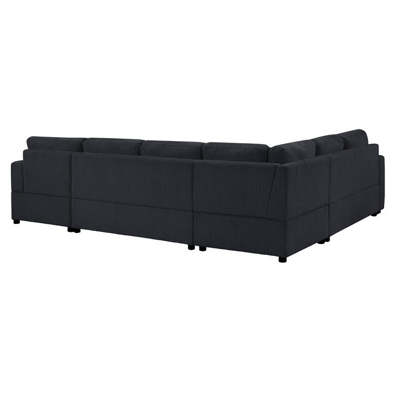 U-Shaped Sectional Sofa with Chaise Lounge and 3 Soft Throw Pillows for Living Room Oversized Corner Sofa