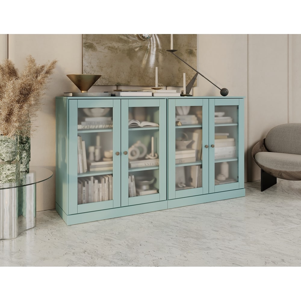 Palace Imports 100% Solid Wood 64" Sideboard with Frosted Glass Doors and Adjustable Shelves