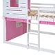 preview thumbnail 17 of 17, Pink+White Full Size Solid Wood House Bunk Bed with Tent & Ladder