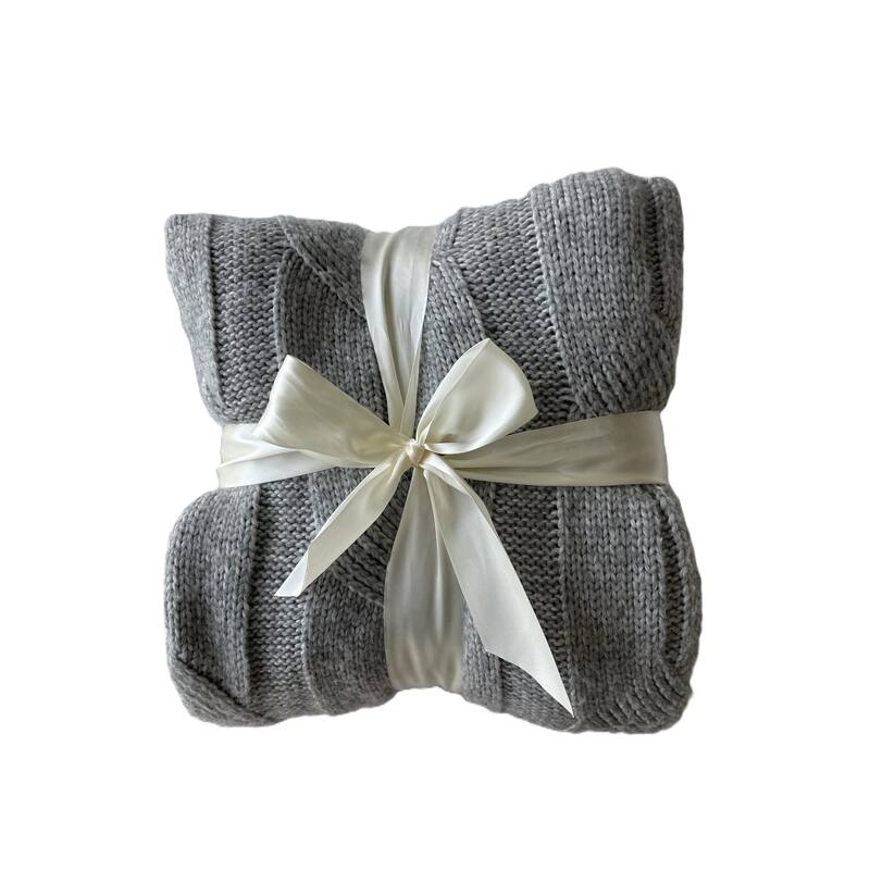 Luxurious Cable Knit Oversized Throw Blanket - 60"x70" - Steele