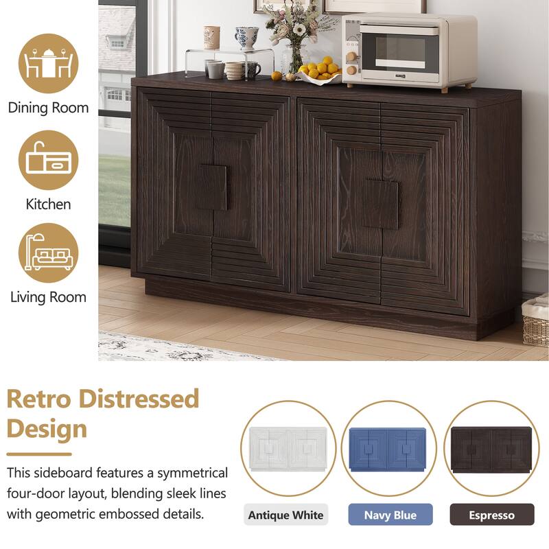4-Door Sideboard with Ample Storage for Living Room and Dining Room
