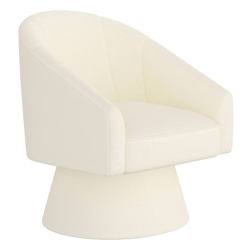 Modern Swivel Boucle Fabric Accent Chair - Ivory - Ivory