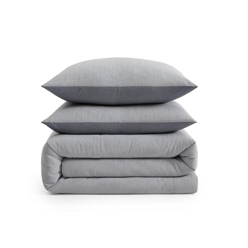 Tommy Hilfiger Sandbar Stripe Cotton Reversible Blue Comforter Set