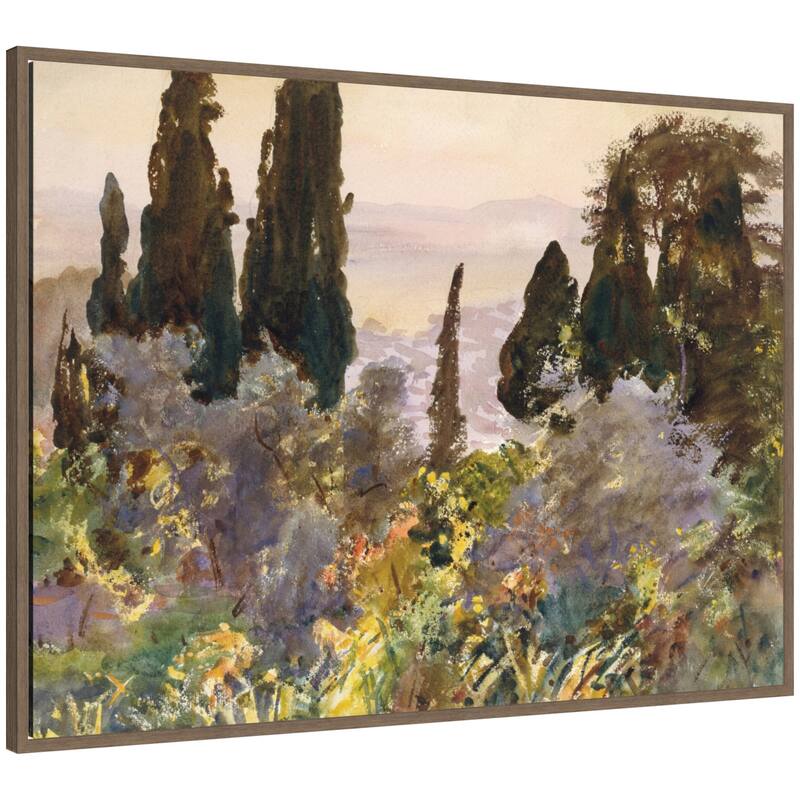 Kate and Laurel Granada 1912 John Singer Sargent by Nostalgia Prints Framed Canvas Wall Art Print - 38 x 28 - Walnut