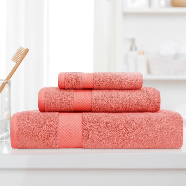 Miranda Haus Soft & Absorbent Zero Twist Cotton 3-piece Towel Set - Coral