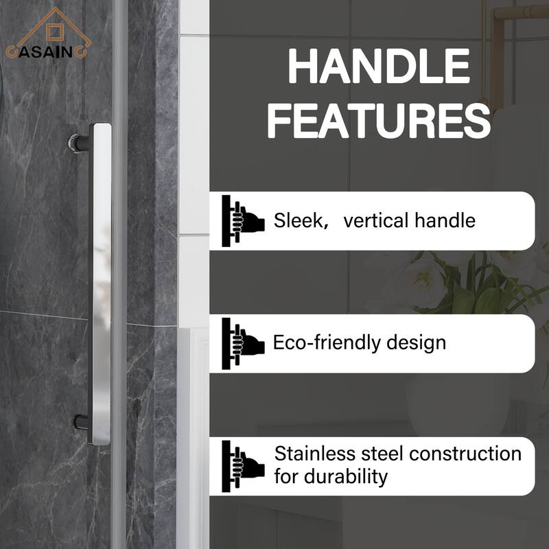 CASAINC 48 or 60 in. W x 76 in. H Double Sliding Frameless Shower Door