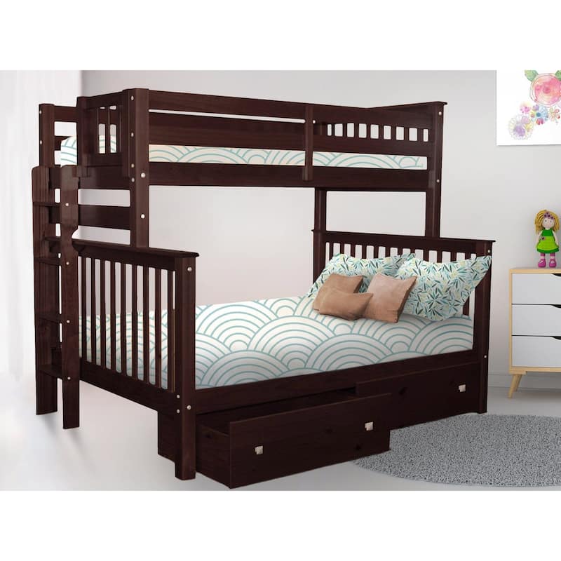 Taylor & Olive Trillium Twin over Full Bunk Bed, 2 Drawers - Dark Cherry