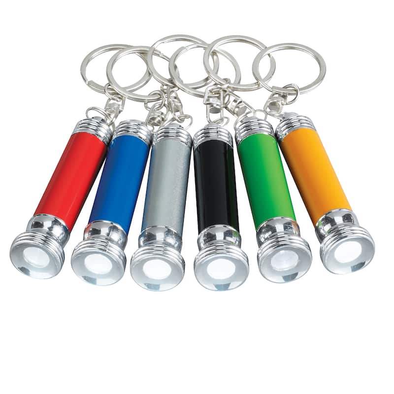 LED Lighted Colorful Flashlight Keychains - Set of 6 - 4.250 x 3.380 x 1.000