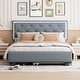 preview thumbnail 44 of 50, Button-Tufted Wingback Bed Velvet Frame Storage Platform Bed with 2 Drawers, Trundle Bed and Smart LED Light Bed Frame