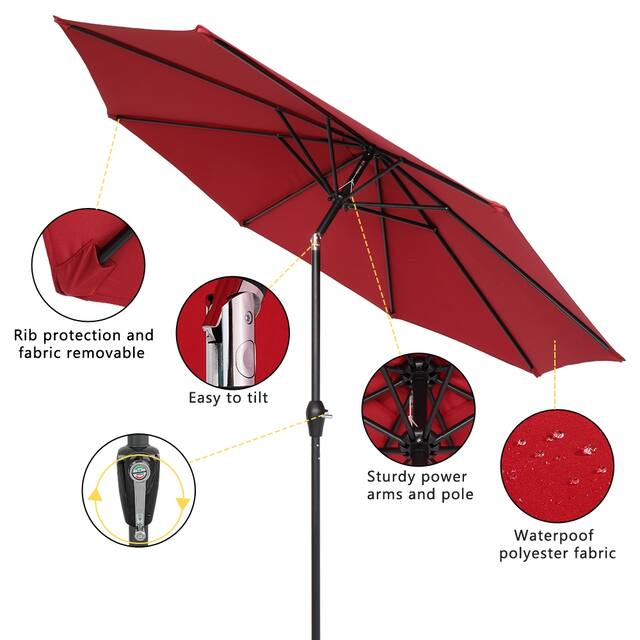 9FT Central Umbrella Waterproof Folding Sunshade (Resin Baseis not included)