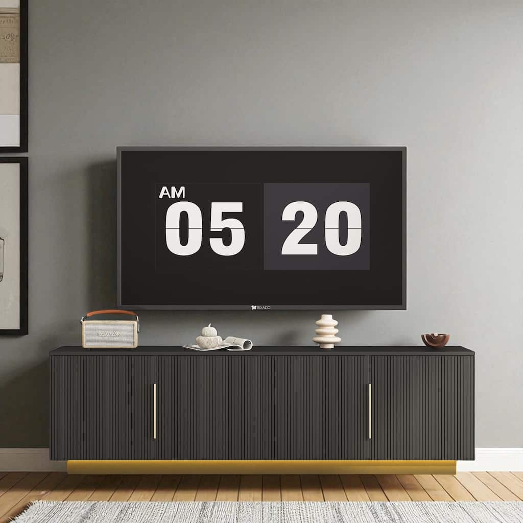 68" Modern TV Stand with 16-Color LED Lights, Entertainment Center Cabinet for 55-65 Inch TVs with Storage