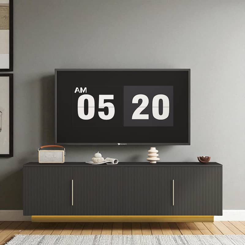 68" Modern TV Stand with 16-Color LED Lights, Entertainment Center Cabinet for 55-65 Inch TVs with Storage - Black