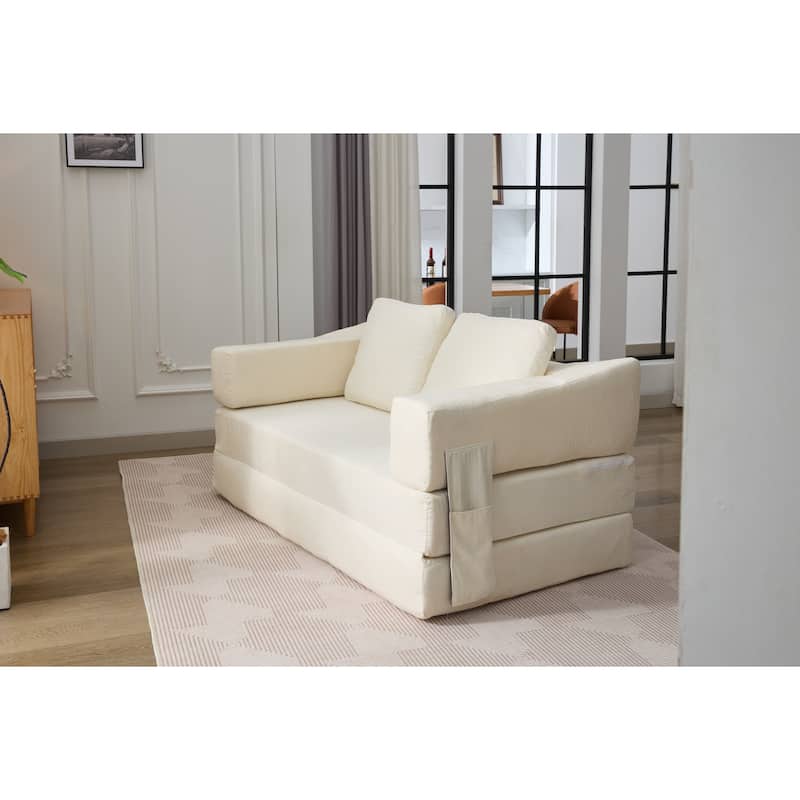Modern Minimalist Convertible Fold-Out Sofa Bed with Removable Backrest