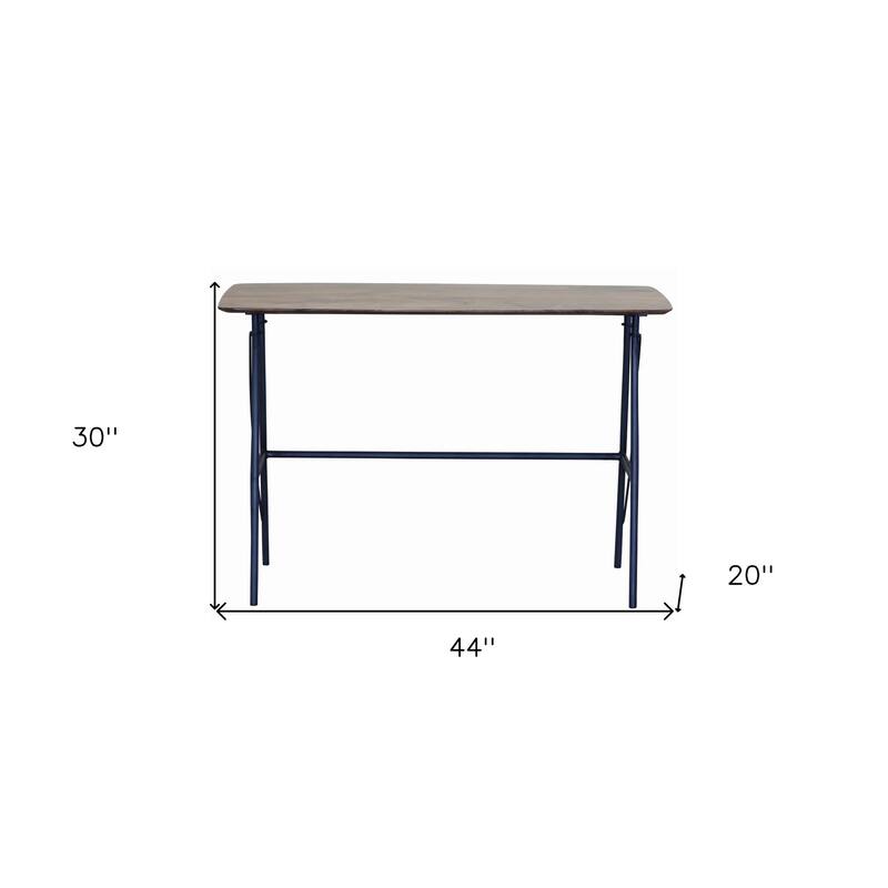 44" Brown and Black Solid Wood Writing Desk