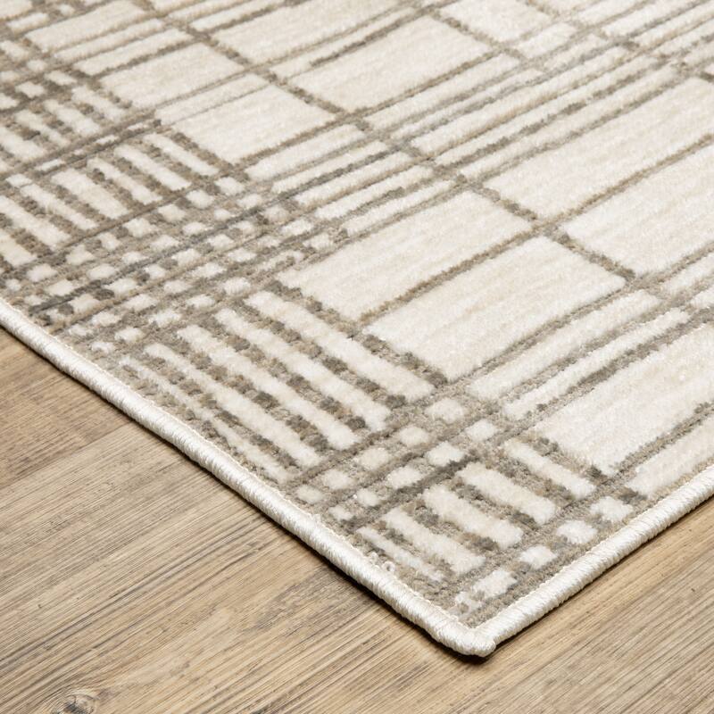 Hansel Etched Stripes Ivory/ Brown Area Rug