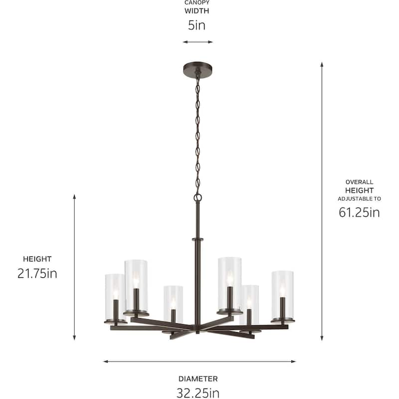 Kichler 44013 Crosby 6 Light 33" Wide Taper Candle Chandelier