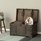 preview thumbnail 4 of 7, Brown Large Wooden Storage Trunk with Lockable Latch