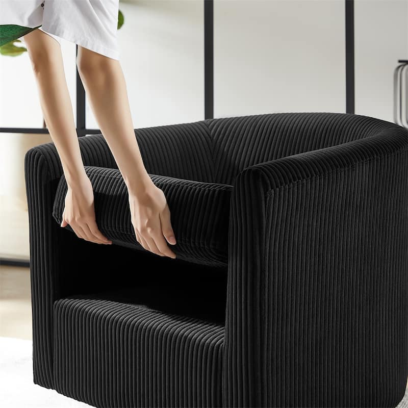360°Swivel Corduroy Fabric Accent Chair with Ottoman (Set of 2)