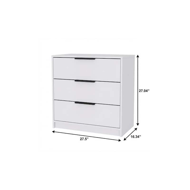 HomeRoots 28" White Wood Three Drawer Dresser