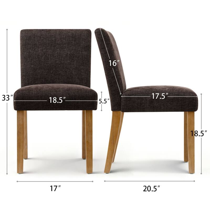 Linen Upholstered Solid Wood Dining Chair (Set of 2)