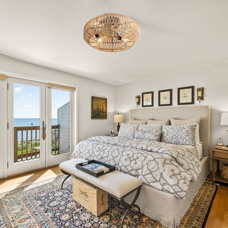 22 Inch Matte Black DC Motor Ceiling Fan with Remote - 6 Speeds, Timer, Light Kit, Reversible ABS Fan Blades - Matte Black