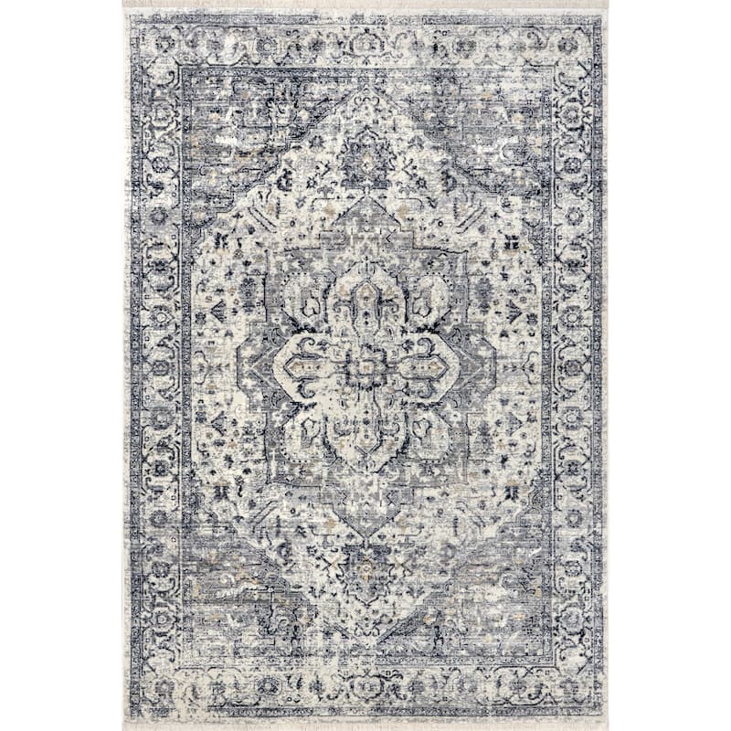 Nuloom Oliveira Floral Medallion Fringe Area Rug
