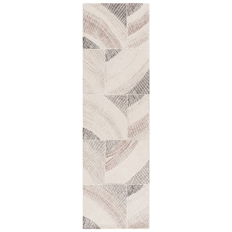 SAFAVIEH Handmade Abstract Mirie Contemporary Wool Rug - 2'3" x 8' Runner - Ivory/Brown