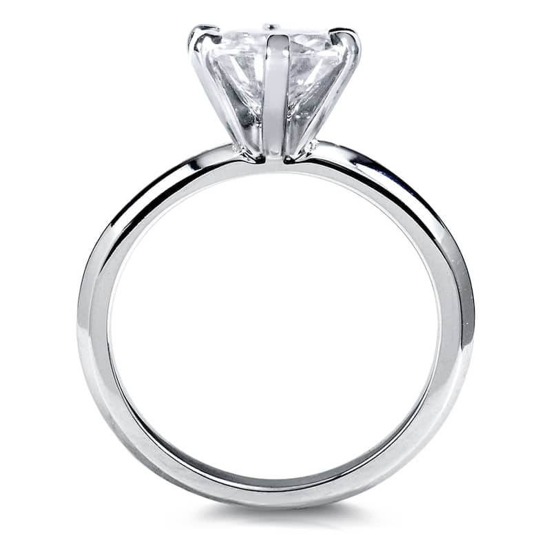 Kobelli 2 Carats Moissanite 14k Solid Gold Classic 6-Prong Solitaire Round Brilliant Plain Band Engagement Ring (GH/VS)