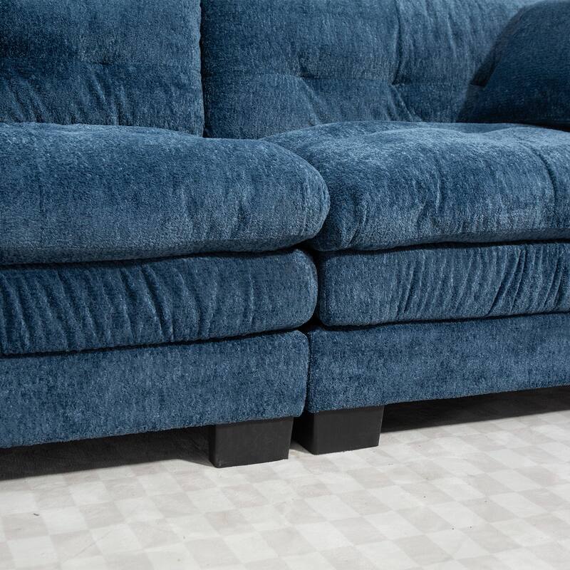 Modern Chenille 2 Seat Sectional Sofa with Memory Foam Cushions and Pillows for Living Room and Guest Room
