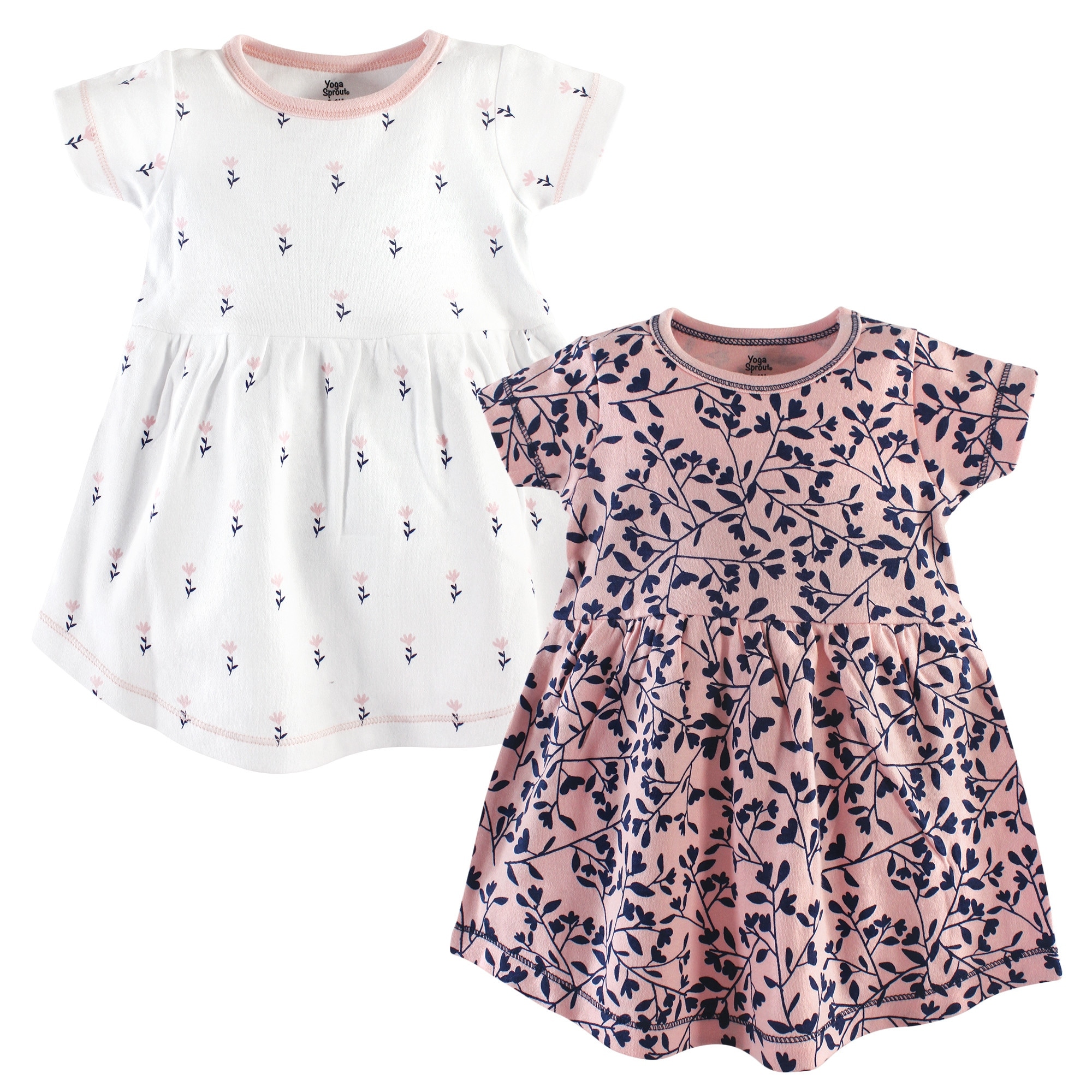 Yoga Sprout Baby and Baby Girl Cotton Short-Sleeve Dresses 2pk, Fresh