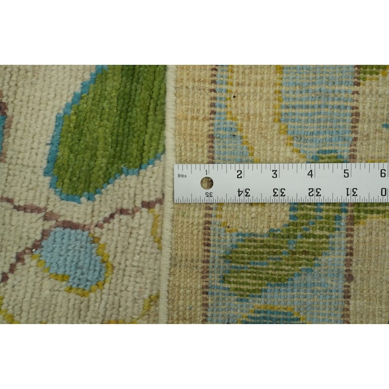 Vegetable Dye Wool Oushak Turkish Area Rug, Geometric Carpet - 11' 11'' X 9' 0''