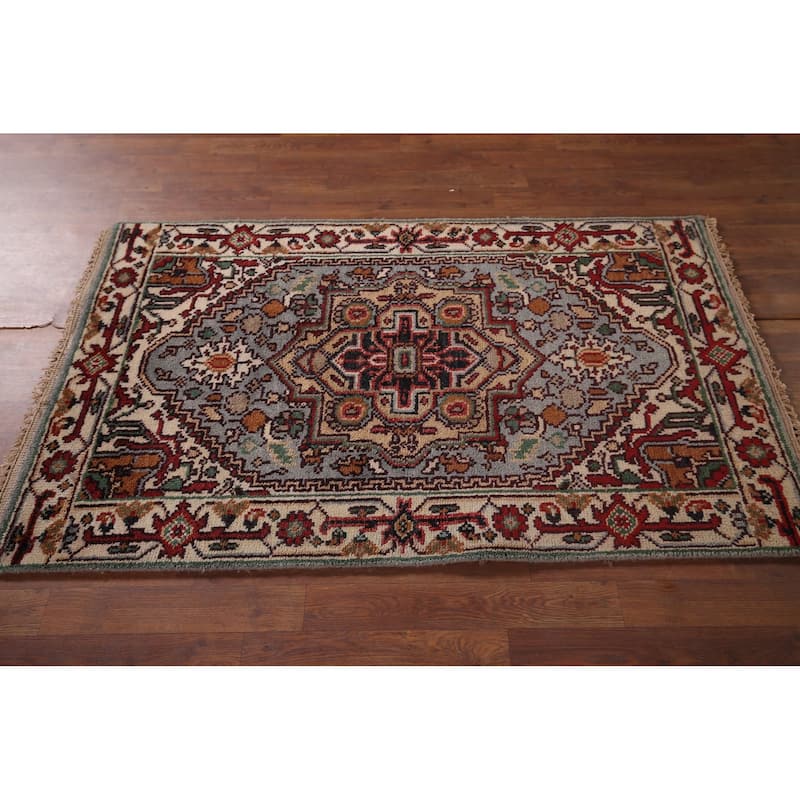 Heriz Serapi Indian Accent Rug Handmade Wool Carpet - 3'2"x 5'0"