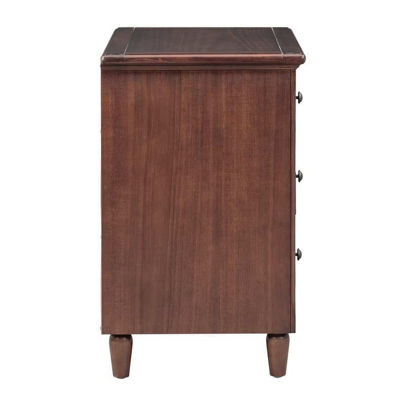 Elegant 3-Drawer Nightstand (Set of 2) Storage Cabinet Crafted from Solid Wood for Bedroom Organization