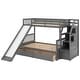 preview thumbnail 9 of 22, Twin over Full Bunk Bed with Slide, Drawers, Storage Grids & Guardrails, Space-Saving Design, Interchangeable Ladder, Grey