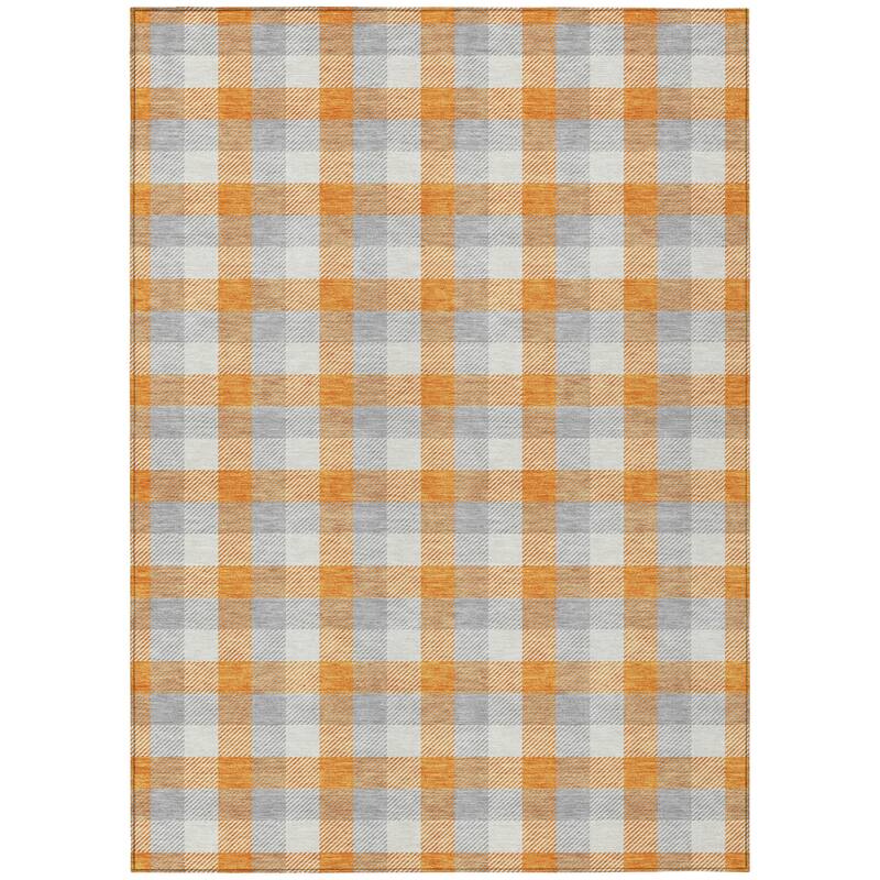 HomeRoots Plaid Transitional Rectangle Outdoor Rug