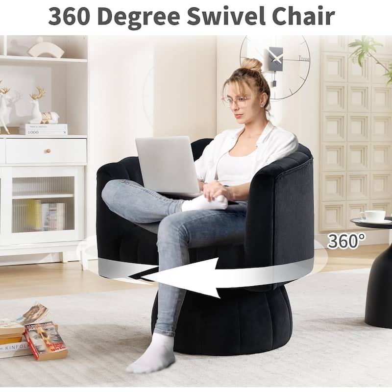 HOMYKA Swivel Accent Barrel Chair Cute Comfy Arm Chair Set 2