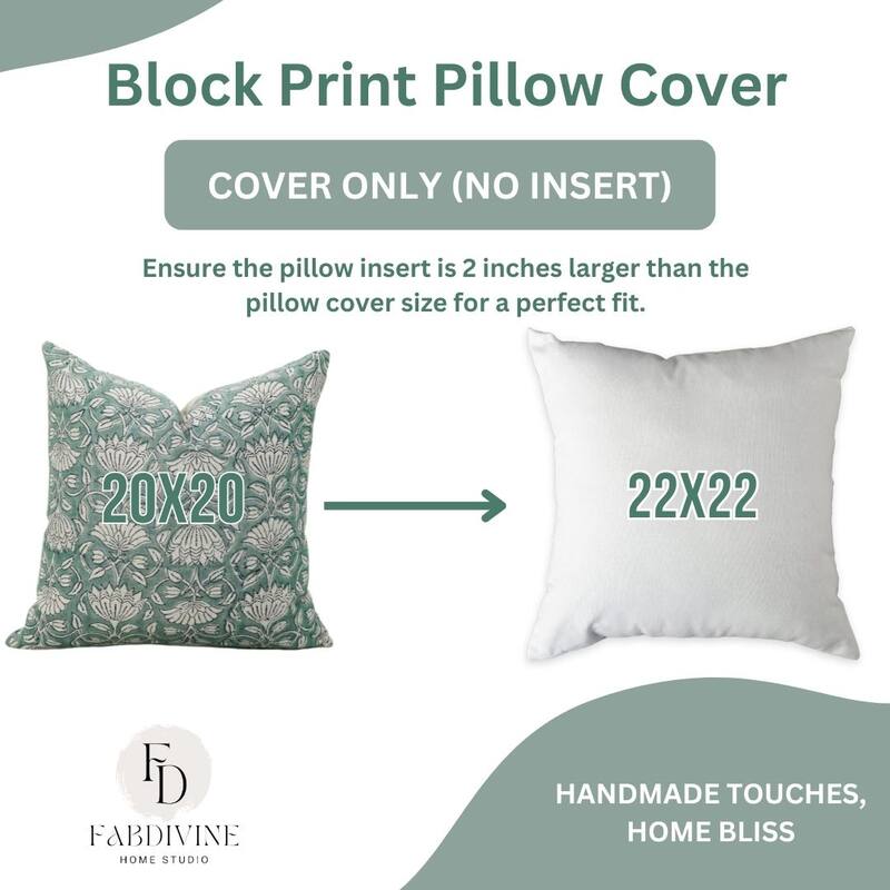 Linen Farmhouse Block print pillow Cover Ulta kamal