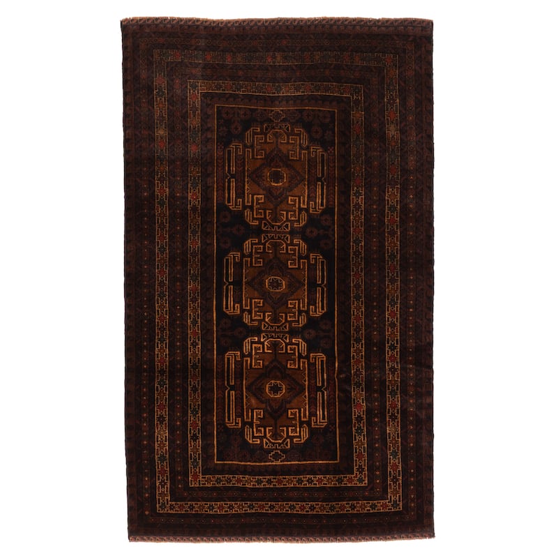 ECARPETGALLERY Hand-knotted Teimani Black, Brown Wool Rug - 3'8 x 6'3