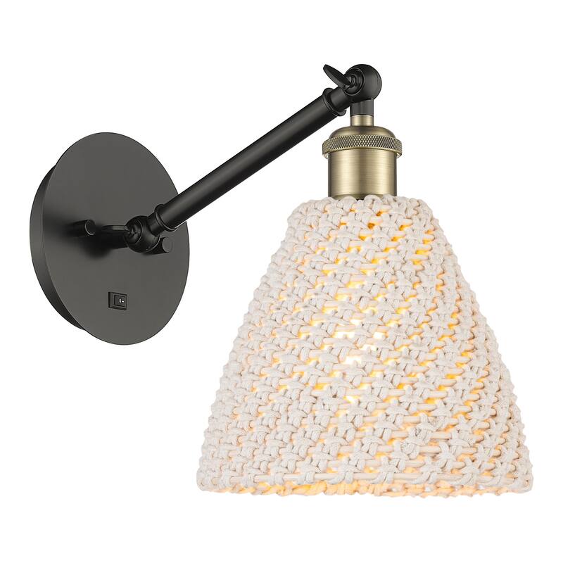Innovations Lighting 317-1W-10-8 Bristol Natural Sconce Bristol - Black Antique Brass / Natural