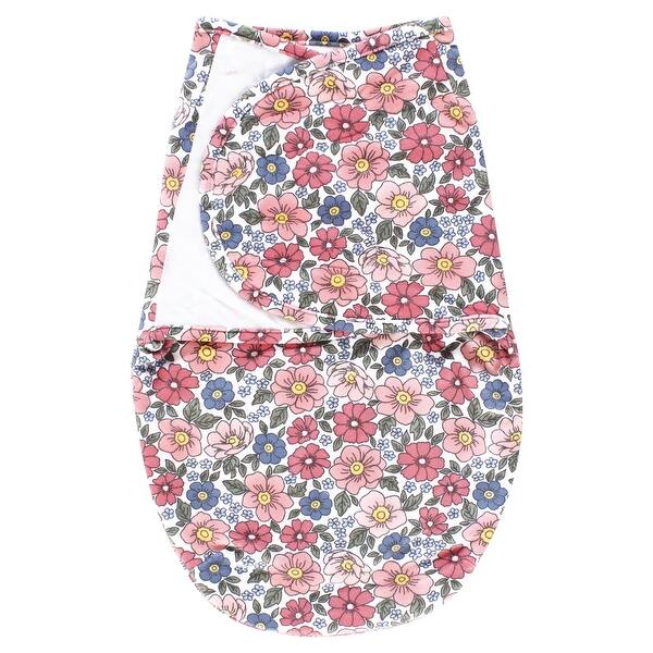 slide 1 of 1, Hudson Baby Infant Girl Plush Faux Fur Swaddle Wrap, Pink Blue Pretty Floral, 0-3 Months - Pink Blue Pretty Floral - 0-3 Months 0-3 Months - Pink Blue Pretty Floral