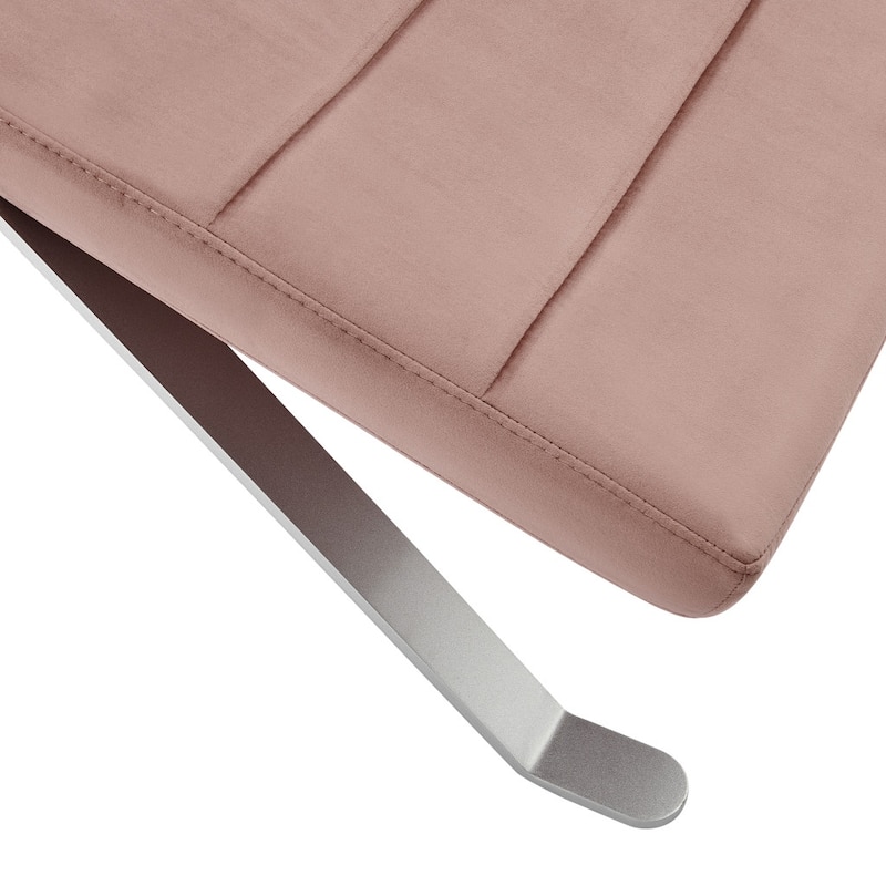 HomeRoots 66" Rose and Silver Velvet Lounge Chair - 65.95' X '32.49' X '26.38